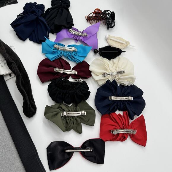 Lot 16 pc VTG 80s 90s Oversized Hair Bow Ruffle Barrette Clip Chiffon Scrunchies main image 4